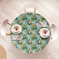 thumbnail image 4 of Ambesonne Leaf Fitted Round Tablecloth, Palm Tree Flowers Hibiscus, 45"- 56" Diameter, Pale Caramel Burgundy, 4 of 5