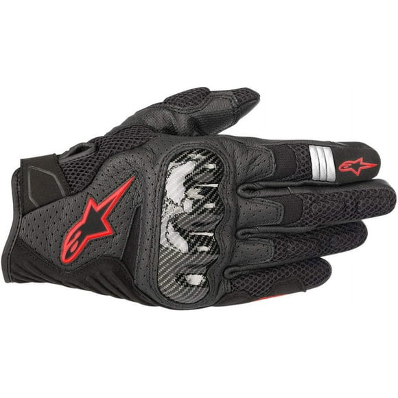 Guantes de moto Alpinestars SMX-1 Air v2 para hombre, negro/rojo fluorescente, XL