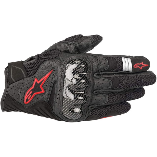 Guantes de moto Alpinestars SMX-1 Air v2 para hombre, negro/rojo fluorescente, XL