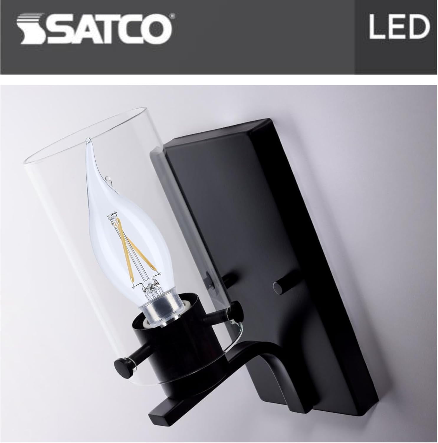 SATCO S12505 CA10 LED Light Bulbs 3W 120V 3000K 200 Lumen E12 Candelabra Base Dimmable Wet Location (6 Pack)