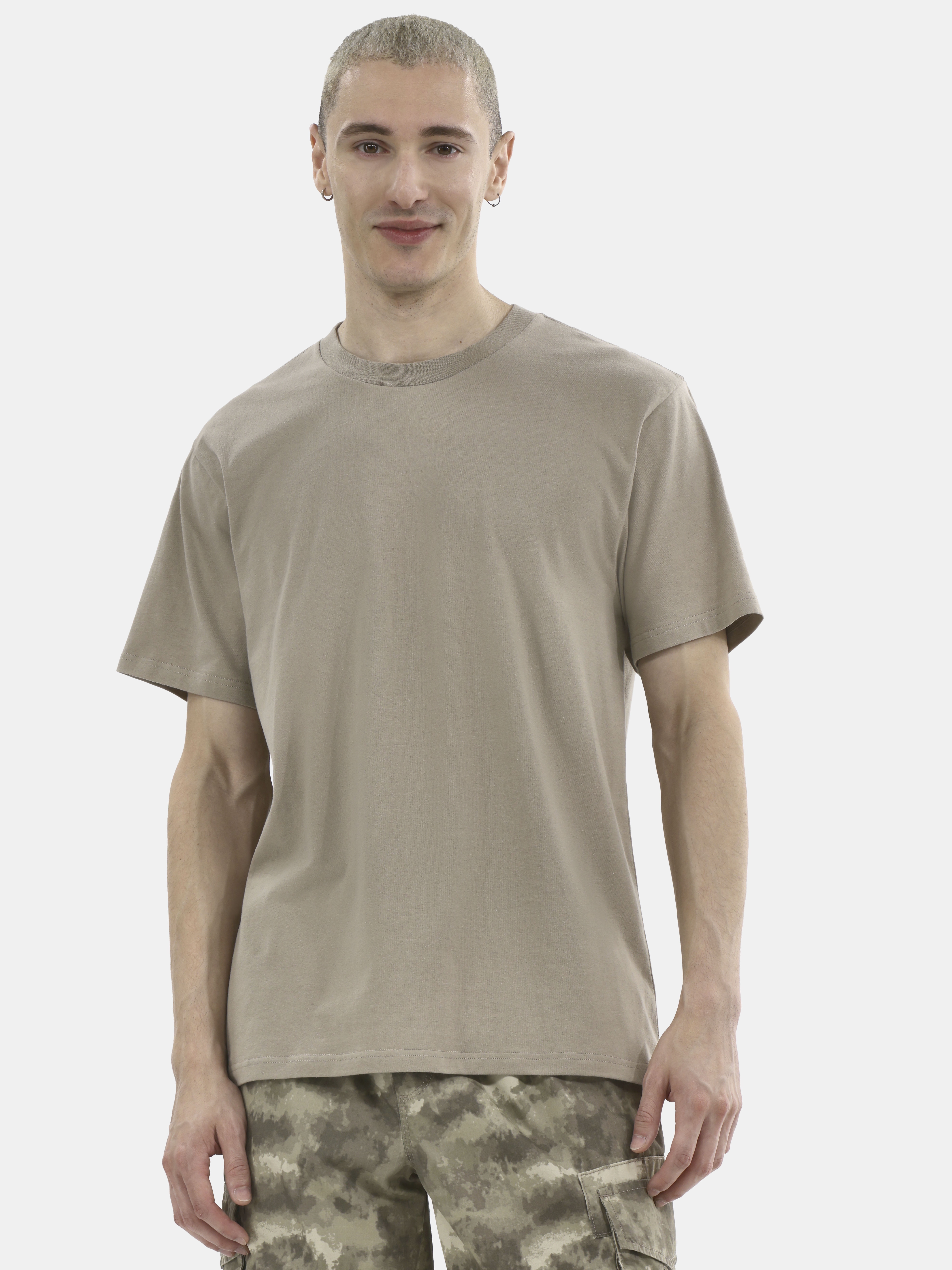 No Boundaries Flat Grey Basic Crewneck Undershirts with Short Sleeves, 2-Pack, Men's