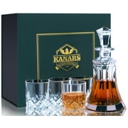 Whiskey Decanter And Glasses, KANARS 18 Oz Crystal Decanter with 10 Oz Glass Set for Bourbon, Scotch, Vodka And Liquor, Best Gift for Men