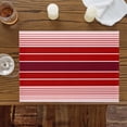 thumbnail image 2 of Red Striped Placemats for Dinning Table Set of 4, Modern Minimalist Gradient Lines Country Burlap Kitchen Place Mats Waterproof Cloth Table Mats, Indoor Outdoor Placemats Easy Clean Dinner Decor, 2 of 8
