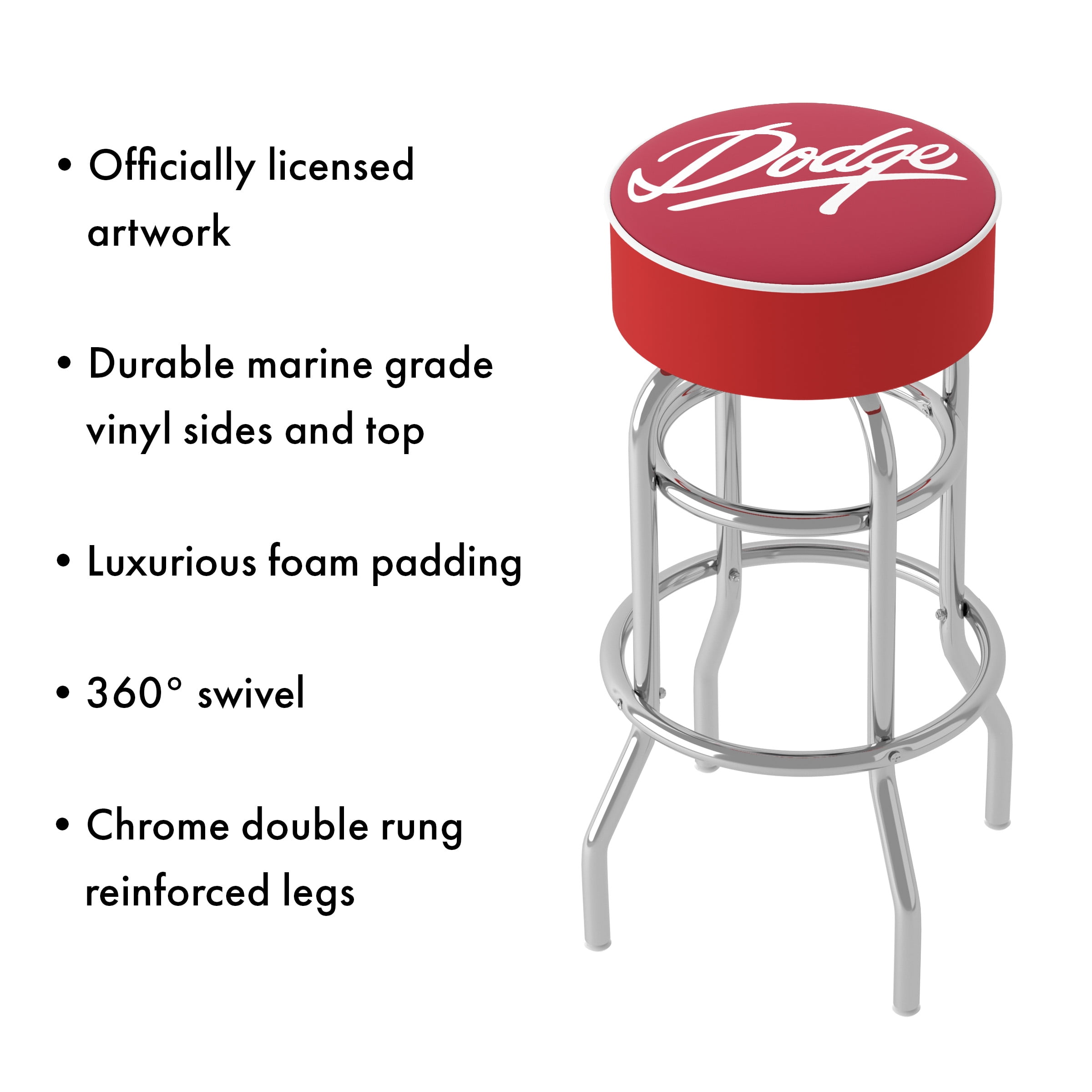 Trademark Gameroom Dodge Signature Bar Stool with Padded Seat