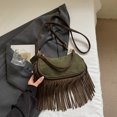thumbnail image 2 of Bolso Vintage para Axila Retro Gamuza Sintética Mujer Con Borla () Verde, 2 of 9