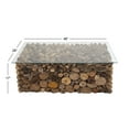 thumbnail image 4 of DecMode 46" x 17" Brown Wood Handmade Stacked Collage Coffee Table with Clear Glass Top, 1-Piece, 4 of 12