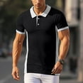 thumbnail image 2 of Mens Polo Shirts Color Block Summer Casual Short Sleeve Comfortable Top Button Collared Slim Fit Mens Dress Shirts, 2 of 7