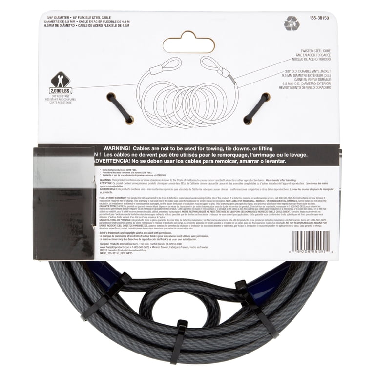Brinks Flex Weave Cable Lock 3/8in x 15ft (2-pack) photo 8