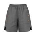 thumbnail image 4 of Summer Shorts for Women 2026 with Pockets 100% Cotton Cargo Style Button Detail Shorts Elastic Waist Wide Leg Bottoms, 4 of 6