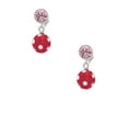 thumbnail image 2 of Delight Jewelry Silvertone 3-D Frosted Red Resin Ornament with Crystals Pink Crystal Clip on Earrings, 2 of 5
