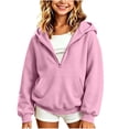 thumbnail image 2 of Children Boy Girl Hoodies Sweatshirt Solid Hooded Half Zip Hoodie Outdoor Casual Pullover Long Sleeved Sweatshirts, 2 of 5