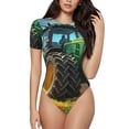 thumbnail image 1 of Fotbe Green Tractor Field Body de Mujer con Cuello Redondo y Mangas Cortas, Sin Mangas Ajustado, Suave, Cómodo y Básico-XX-Large, 1 of 7