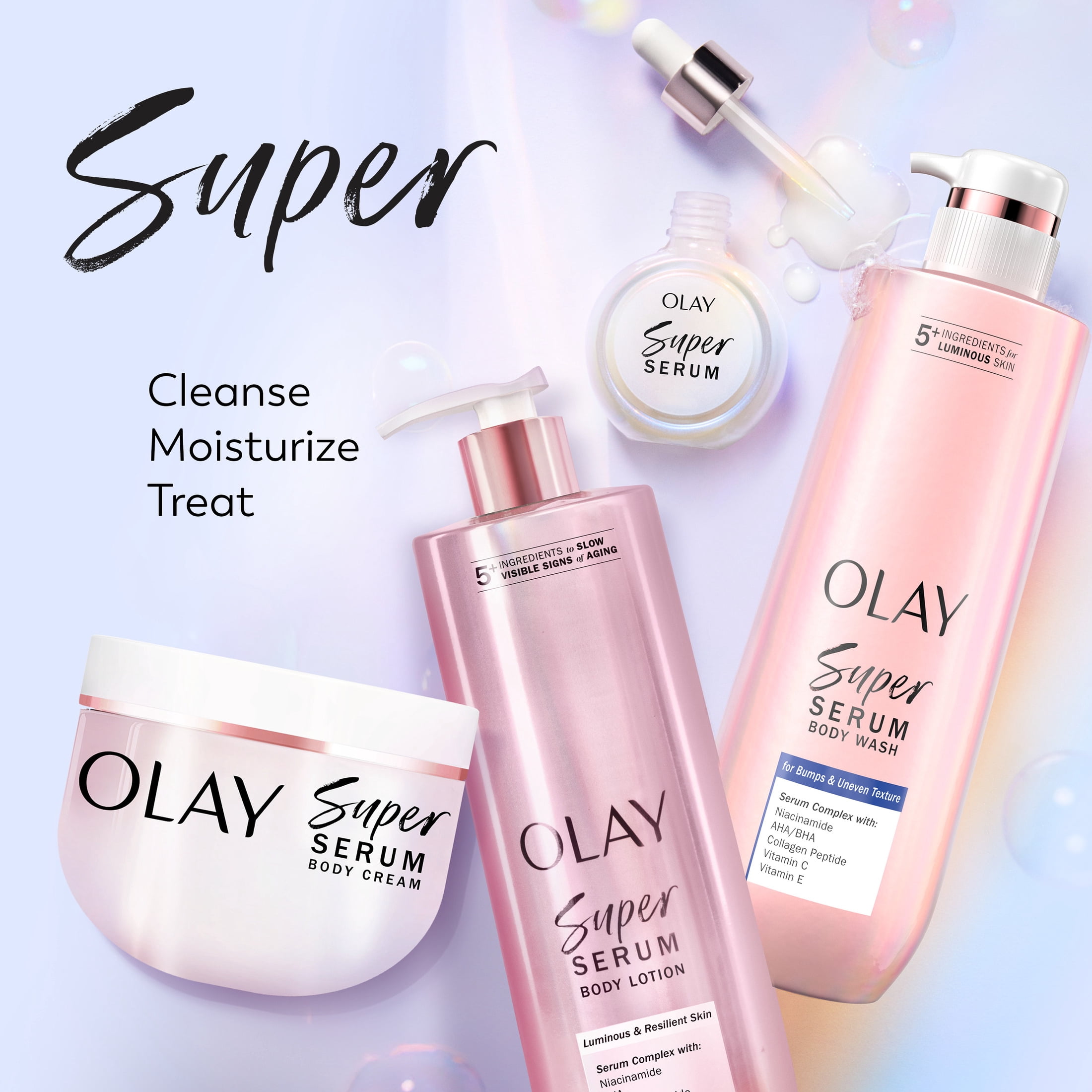 Olay Super Serum Body Wash for Bumps & Uneven Textured Skin, 20oz, Serum Complex for Luminous Skin