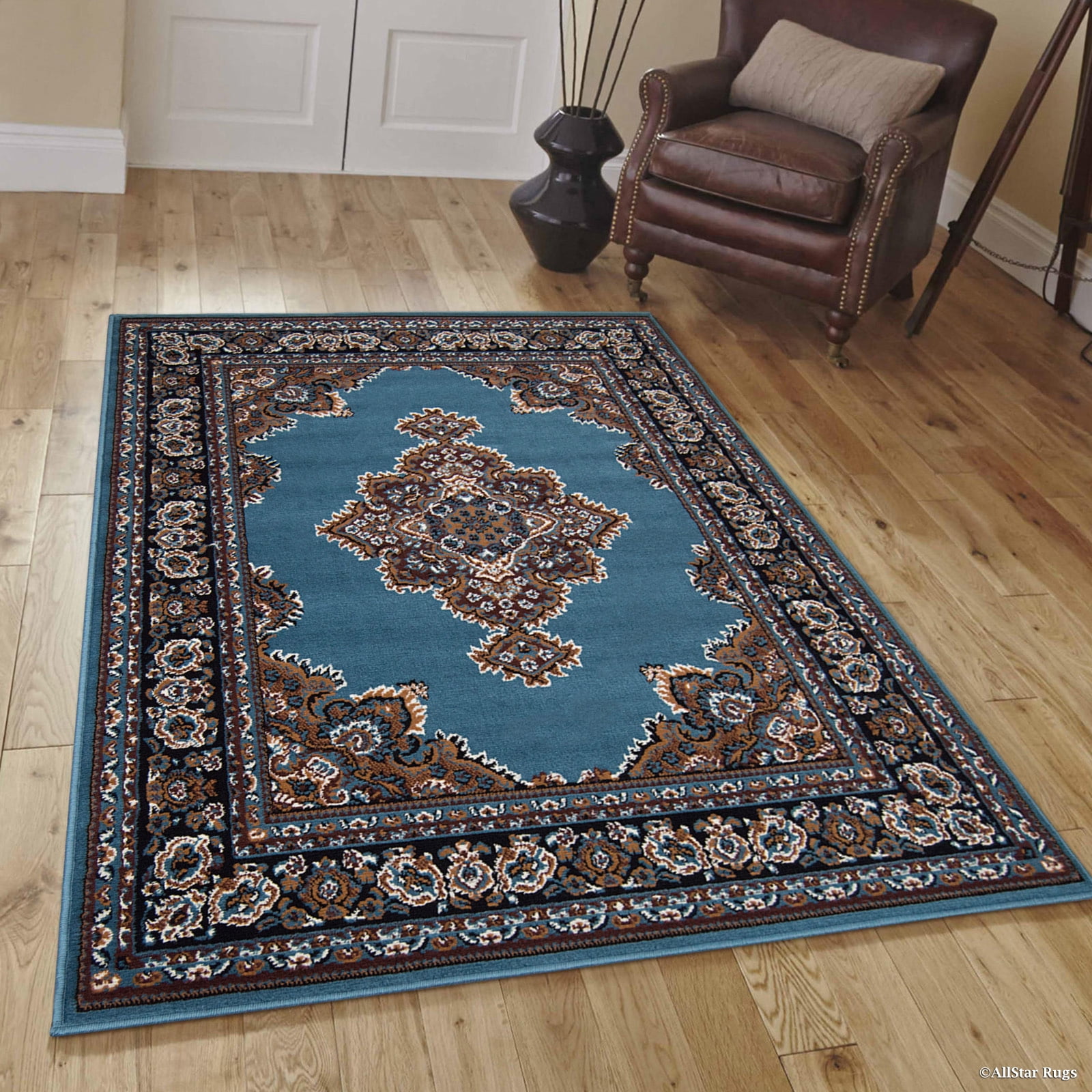 Allstar Blue Woven High Quality Rug. Traditional. Persian. Flower