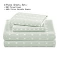thumbnail image 5 of Beautiful Geometric 4-Piece 100% Cotton Washed Percale Sage Green Sheet Set, Queen by Drew Barrymore, 5 of 8