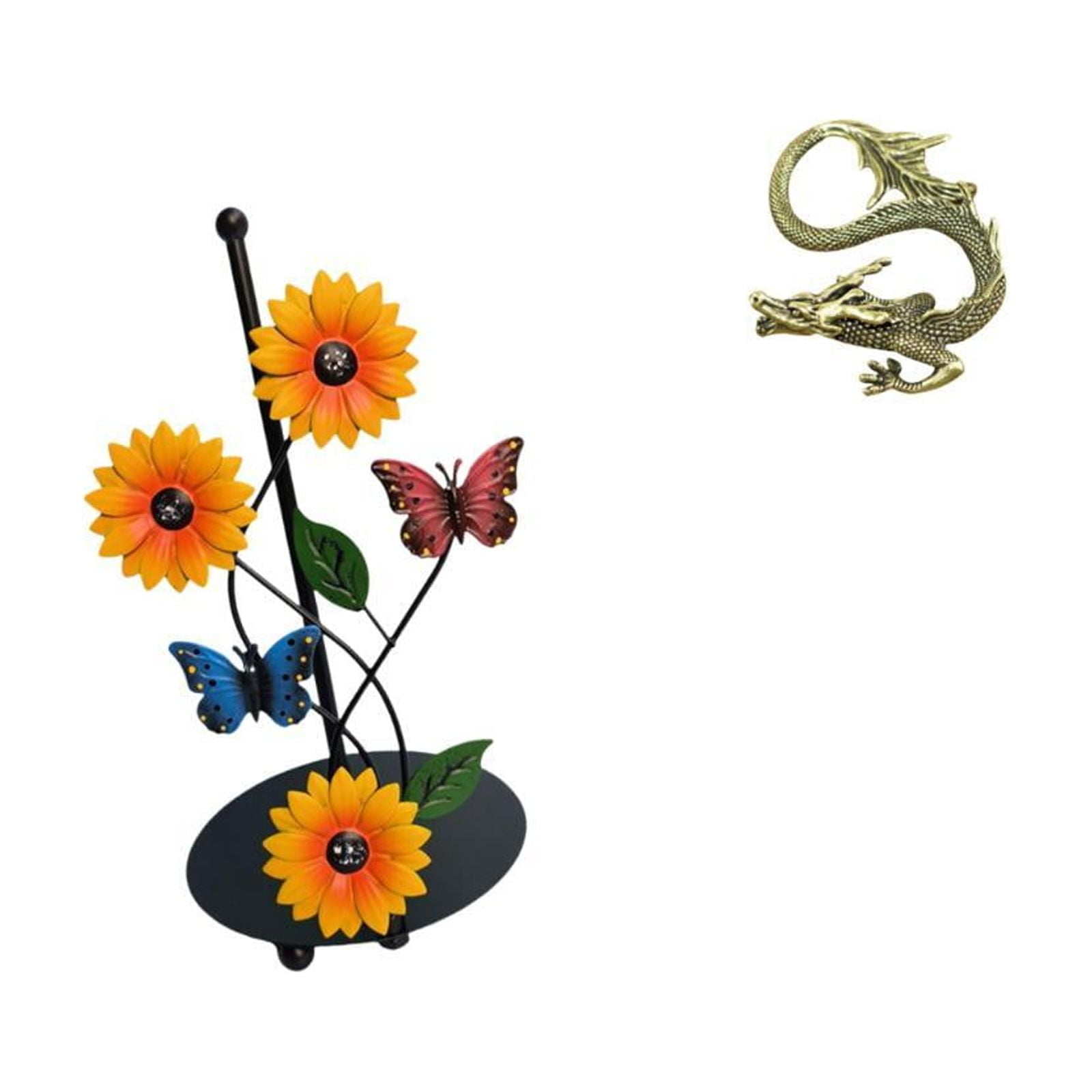 Fiocias Toilet Paper Holder Paper Towel Holder Countertop Kitchen Roll Holders Standing Chinese Sculpture Brass Iron Lightweight Removable Stable Suitable for