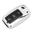 thumbnail image 2 of Funda de TPU para llave de coche con textura de fibra de carbono, protección inteligente para llave, compatible con R32 2002-2012, color plateado, 2 of 9
