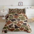 thumbnail image 2 of Manfei Fishing Hunting 3 Pieces Queen Comforter Set,Abstract Camouflage Ultra Soft Bedding Sets,Brown Green Bedding Comforter Set,Microfiber Teens Bedroom Decor,Reversible, 2 of 8