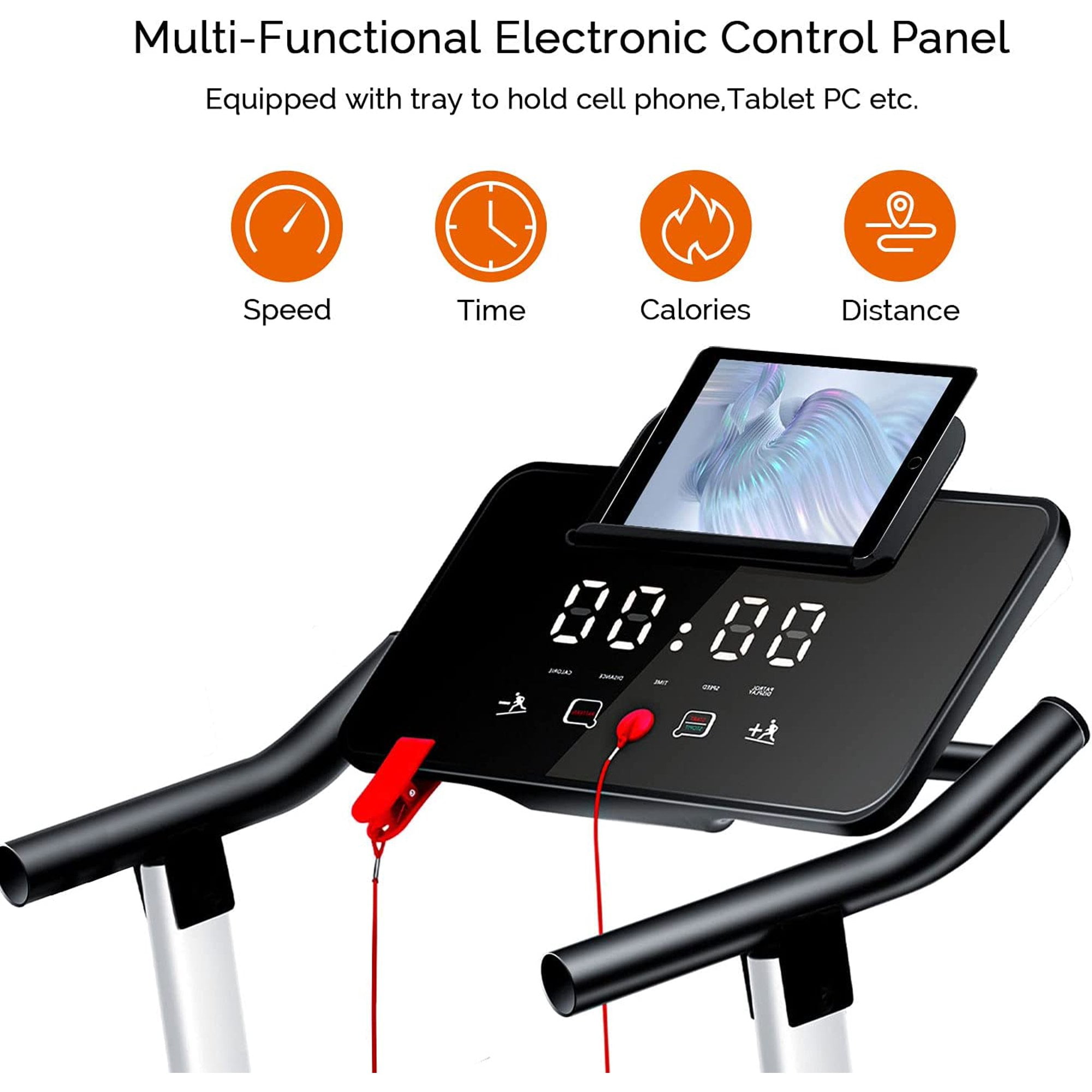 Woodtree Electric Treadmill Auto Incline Home Heavy Duty Motorized Running Machine 12 Preset Programs LED Display Tablet Stand Max Speed 7.5MPH 