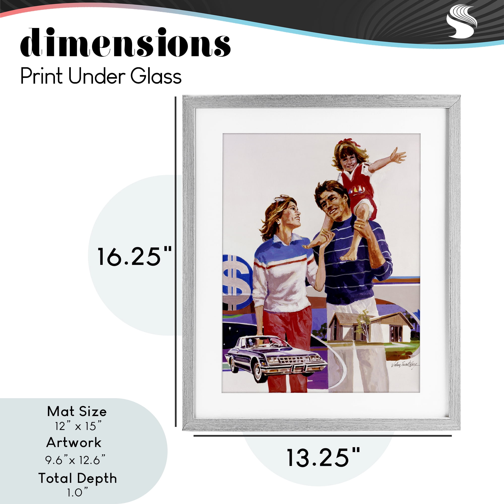 Retro Family Nostalgia Portrait Gray Framed Print Under Glass, design by Wind River Studios
