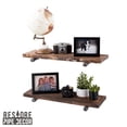 thumbnail image 6 of 24 in. x 7.5 in. x 6.75 in. Trail Brown Restore Wood Wall Shelving with Industrial Steel Pipe Straight Brackets, 6 of 9