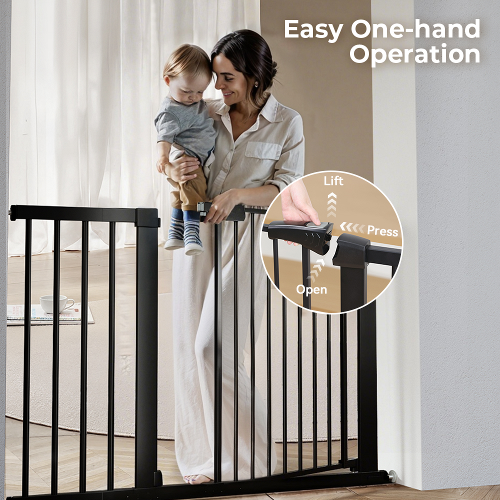 Caveen Extra Wide Safety Baby Gate, 29.5-43.3 in, Black photo 3