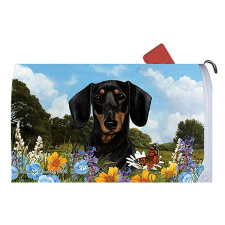 Dachshund Black/Tan - Best of Breed Summer Flowers Dog Breed Mail Box