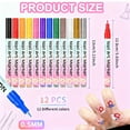thumbnail image 2 of 12 Colors Nail Art Pens Set, Waterproof DIY Nail Art Pens Set, 0.5MM Fine Tips Quick-Drying Nails Art Drawing Pens, Nail Painting Artistic Decorations, 2 of 6