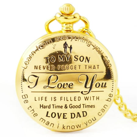 You Watch To My Son I You Retro Series Pocket Watch Quartz Watches Pendent Necklace Watch Chain Best Christmas Gift for Children ()