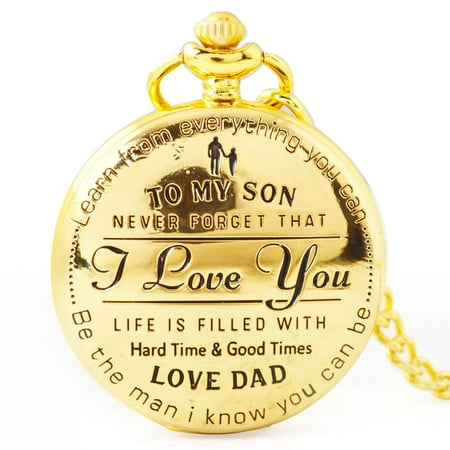 To My Son I You Retro Series Pocket Watch Quartz Watches Pendent Necklace Watch Chain Best Christmas Gift for (Best Made Watches For The Money)