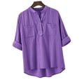thumbnail image 1 of QUTETN 2024 New Plus Size Women'S Casual Loose Long Sleeve Shirt Pure Color Small V-Neck Design Blouse, 1 of 4
