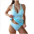 thumbnail image 2 of LEBONYARD Swimsuit Women Tankini Bathing Suits Two Piece,Women's Lace Splicing Hollow Out Swimsuit Swimsuit Set Blue M, 2 of 8
