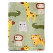 Parent's Choice Printed Jungle Green Super Soft Plush Baby Blanket, 30" x 36", Unisex Infant
