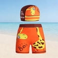 thumbnail image 2 of HAOTAGS Boys Swimsuit Sets,Quick Dry Brethable Giraffe Print Swim Trunks With Cap Set Orange 11-12, 2 of 6