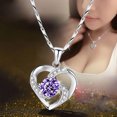 thumbnail image 4 of Latrodar Ladies Eternal Crystal Clavicle Heart Pendant Necklace Purple, 4 of 4