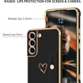 thumbnail image 3 of Phone Case Samsung Galaxy S22, Love Heart Cute Case with Wristband Kickstand Holder Soft TPU Plating Bumper Protective Slim Shockproof Cover for Girls Women, Black, 3 of 8