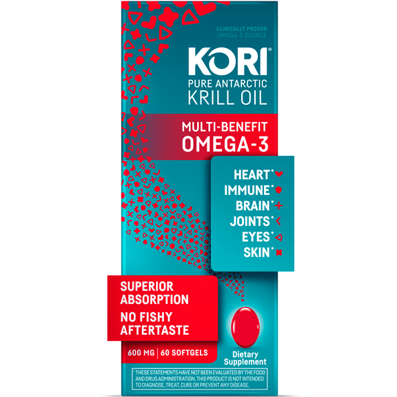 Kori Krill Superior Absorption, Omega-3 Supplement for Overall Health, Softgels, 60 Count