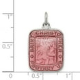thumbnail image 2 of 925 Sterling Silver Satin Back Pink Enamel Square St. Christopher Medal Pendant Necklace 25x15mm Wide Pendant for Women, 2 of 2