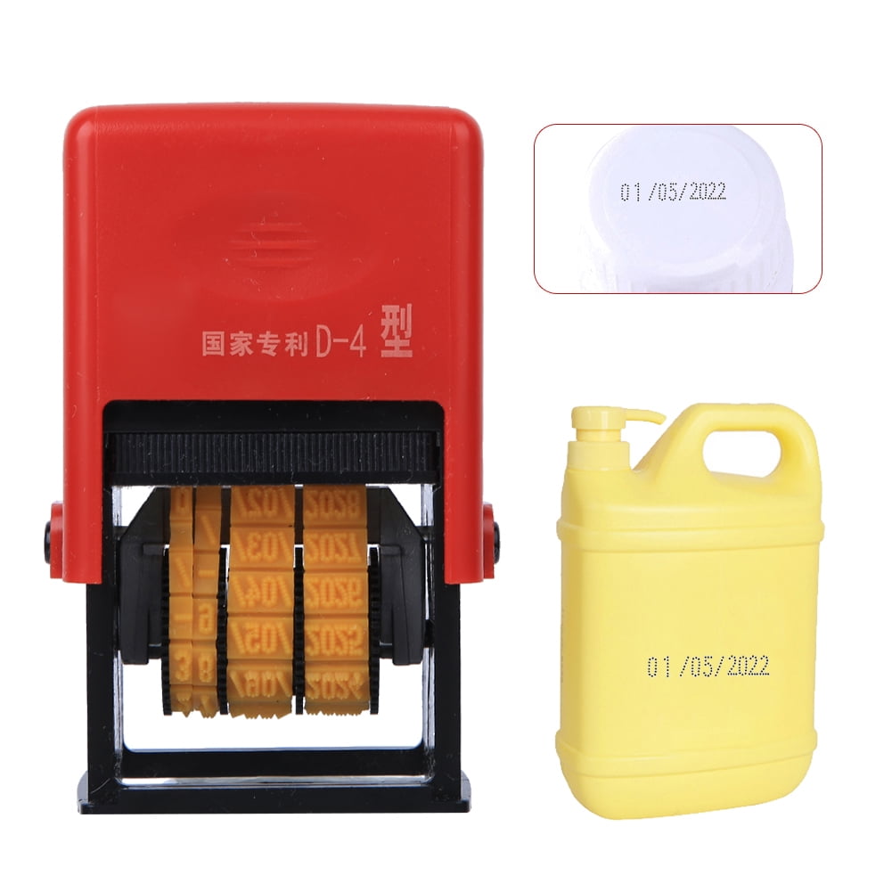 YAHHU D-4 Type Manual Date Coding Machine Adjustable Food Plastic Bag Label Printer Date Printing Machine for Office Store Business Supplies Packaging Solutions (5.91 in / 15 cm)