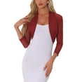 thumbnail image 1 of INSPIRAR CHIC Blusas Semi Transparentes para Mujeres Elegante Cárdigan Bolero Shrug Rojo Profundo 3XL, 1 of 5