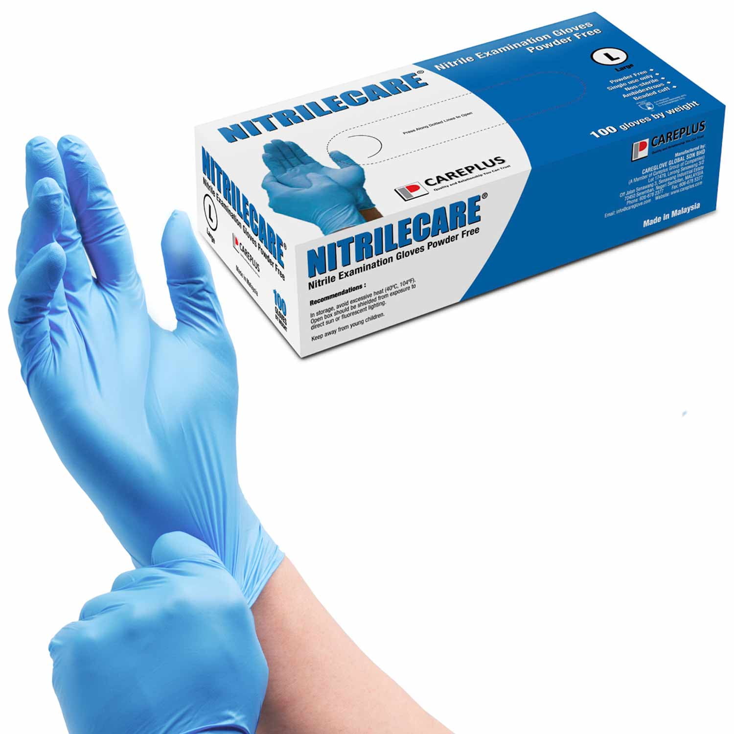 XXL,L 100 Blue Nitrile  Gloves Powder Free Size Non Vinyl Latex 