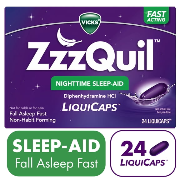 ZzzQuil LiquiCap Sleep Aid, Diphenhydramine 25mg HCl, 24 LiquiCaps