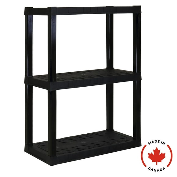 Hyper Tough 3-Tier Plastic Shelves, W30 x D14 x H39" Multipurpose Home Storage Organizer, Black