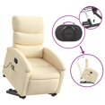 thumbnail image 5 of vidaXL Stand up Massage Recliner Chair Cream Fabric, 5 of 5
