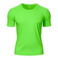 thumbnail image 6 of Ecqkame Summer Men's Casual Tops Solid Color Breathable Mesh Elastic Slim Shirts Short Sleeved Round Neck Running Shirts 02-Green XXXL, 6 of 9