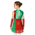 thumbnail image 5 of iiniim Girls Sequin Color Block Christmas Dance Dress Xmas Party Outfit with Oversleeves Red 16, 5 of 7