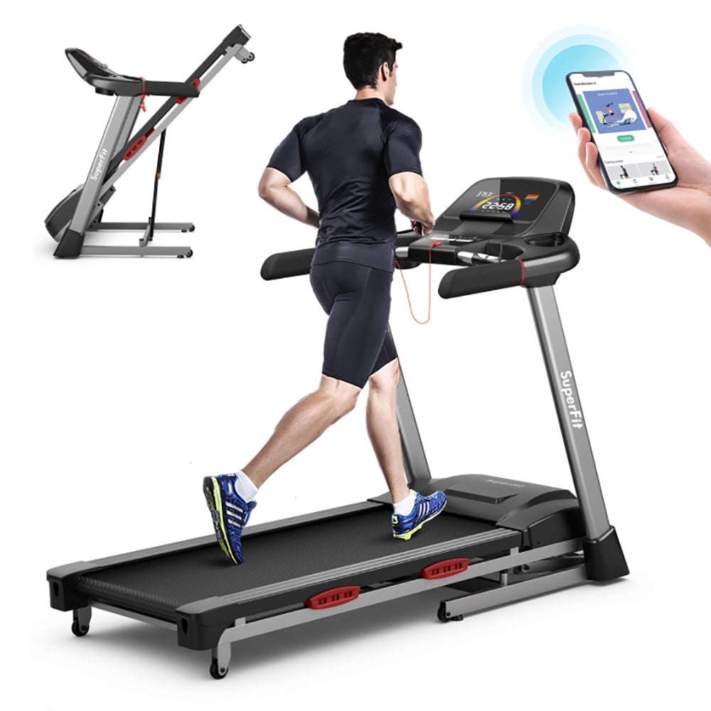 Topcobe 4.75 HP Folding Treadmill with Auto Incline and 20 Preset Programs, Smart Digital Folding Treadmill, Electric Foldable Exercise Fitness Machine, Black