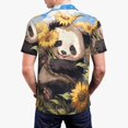 thumbnail image 3 of Balery Clear Sky Cute Sunflower Panda Printed Men’s Short Sleeve Polo Shirt, Midweight Men's Shirt,Golf Polo shirts -XX-Large, 3 of 8