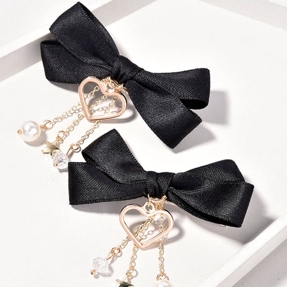 BEADCEST 2Ud Clip De Moño Negro Con Borlas Para Mujer Accesorios Y Duraderos