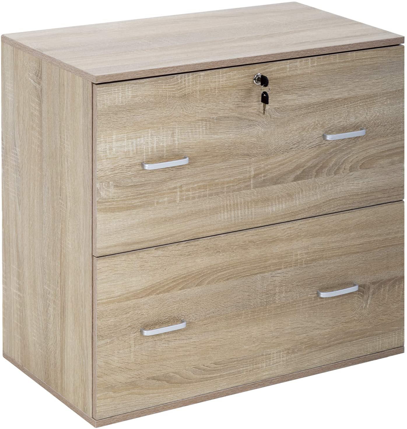 Wood File Cabinet Filing Cabinet With 2-Drawer Fits A4 or Letter Size ...